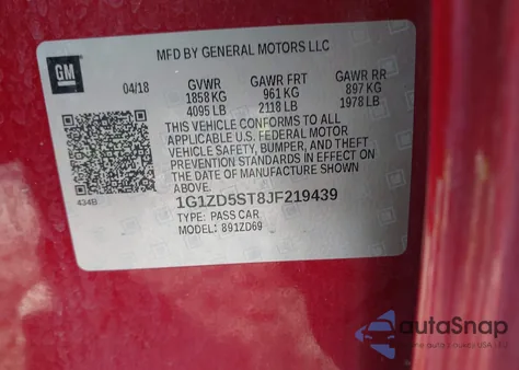 2018 Chevrolet Malibu Lt z USA, uszkodzony, nr VIN 1G1ZD5ST8JF219439